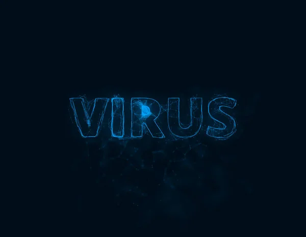 Virustitel mit Plexus-Effekt. Verbundene Linien mit Punkten. Linien-Titel-Plexus — Stockfoto