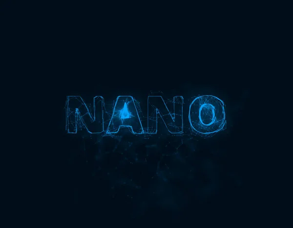 Назва Nano з ефектом plexus. З'єднані лінії з крапками. Назва лінії plexus — стокове фото