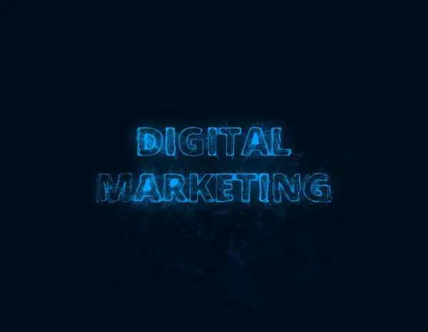 Tytuł Digital Marketing z efektem splotu. Połączone linie kropkami. Linie tytuł splotu — Zdjęcie stockowe
