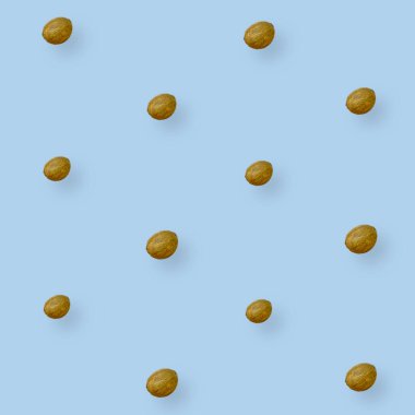 Mavi arka planda renkli hindistan cevizi deseni. Üst Manzara. Düz yatıyordu. Pop sanat tasarımı