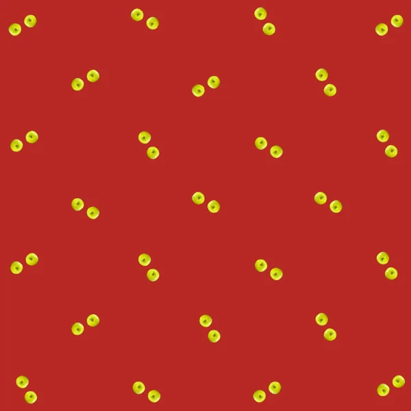 Πολύχρωμο μοτίβο φρούτων από φρέσκα πράσινα μήλα σε κόκκινο φόντο. Στο πάνω μέρος. Επίπεδη. Σχεδιασμός ποπ τέχνης, δημιουργική έννοια του καλοκαιριού — Φωτογραφία Αρχείου