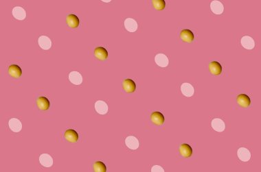 Pembe arka planda renkli tavuk yumurtası deseni. Üst Manzara. Düz yatıyordu. Pop sanat tasarımı
