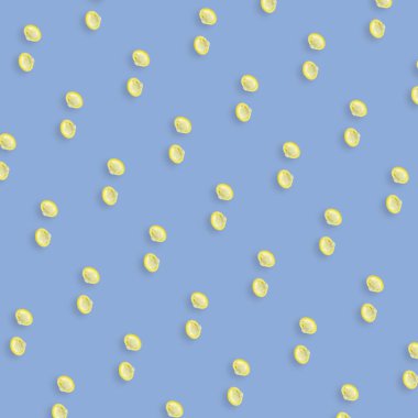 Mavi arka planda renkli prezervatif deseni. Üst Manzara. Düz yatıyordu. Pop sanat tasarımı