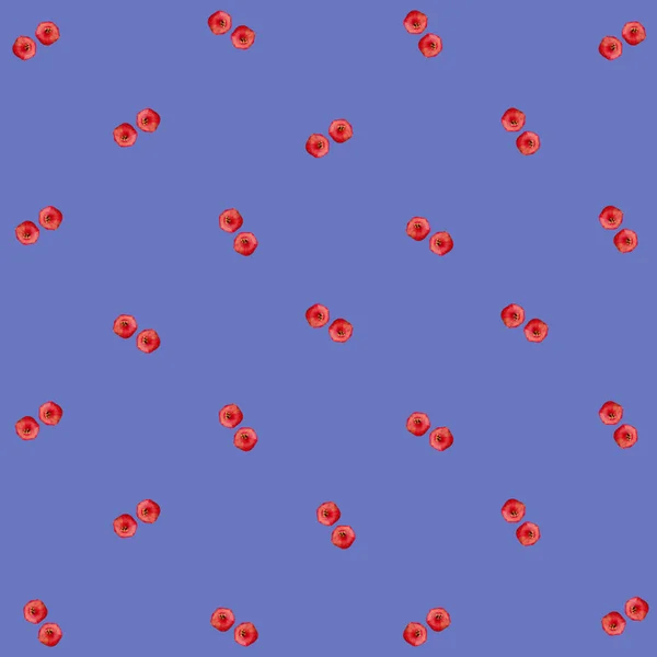 Kolorowy wzór owoców świeżych granatów na fioletowym tle. Widok góry. Leżeć płasko. Projektowanie pop art — Zdjęcie stockowe
