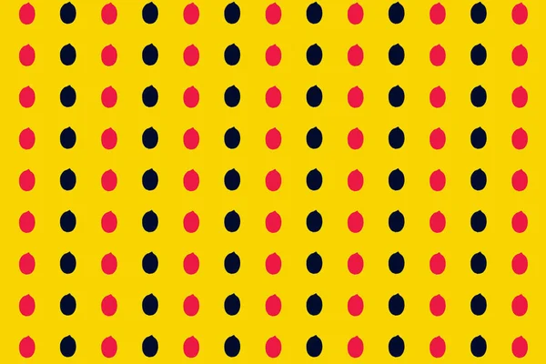 Patrón colorido de frutas de color rosa fresco y limones negros sobre fondo amarillo. Vista superior. Acostado. Diseño de arte pop — Foto de Stock