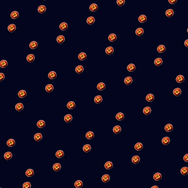 Πολύχρωμο μοτίβο φρούτων φρέσκων κόκκινων μήλων σε μαύρο φόντο. Στο πάνω μέρος. Επίπεδη. Σχεδιασμός ποπ τέχνης, δημιουργική έννοια του καλοκαιριού — Φωτογραφία Αρχείου