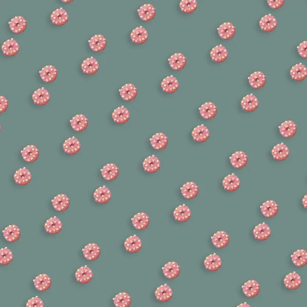 Colorful pattern of pink glazed donuts isolated on grey background. Doughnuts. Top view. Flat lay — Stock Photo, Image