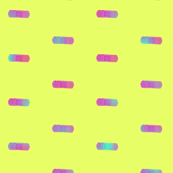 Adhesive plasters pattern in vibrant gradient holographic neon colors. Concept art. Minimal surrealism background — Stock Photo, Image