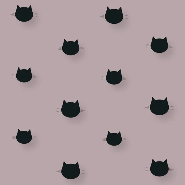 Patrón colorido de cabezas de gato negro. Patrón sin costuras con caras de gato. Vista superior —  Fotos de Stock