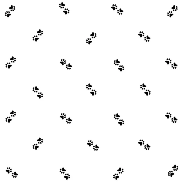 Barevný vzor kočičí tlapky na bílém pozadí. Bezešvý vzor s kočičí tlapkou. Pes, kočičí stopa pozadí — Stock fotografie