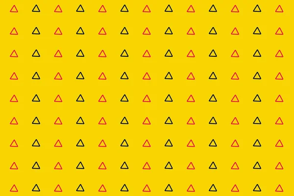 レトロでピンクと黒の幾何学的な図形のパターン,メンフィス80年代のスタイル.黄色の背景に三角形の形。ヴィンテージ抽象的背景 — ストック写真