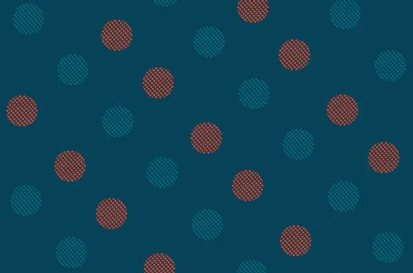 Patrón de formas geométricas naranja y azul en estilo retro, memphis de los años 80 y 90. Círculos formas de puntos. Fondo abstracto vintage —  Fotos de Stock