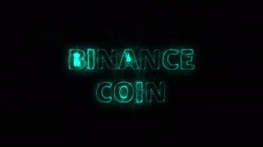 Pleksus etkisi olan Binance Coin başlığı. Noktalarla birleştirilmiş çizgiler. Satır başlığı plexus
