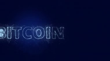 Pleksus etkisi olan bitcoin başlığı. Noktalarla birleştirilmiş çizgiler. Satır başlığı plexus