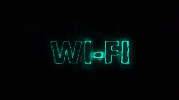 Wi-Fi-Titel mit Plexus-Effekt. Verbundene Linien mit Punkten. Linien-Titel-Plexus — Stockvideo