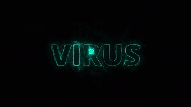 Titolo del virus con effetto plesso. Linee collegate con punti. Linee titolo plesso — Video Stock