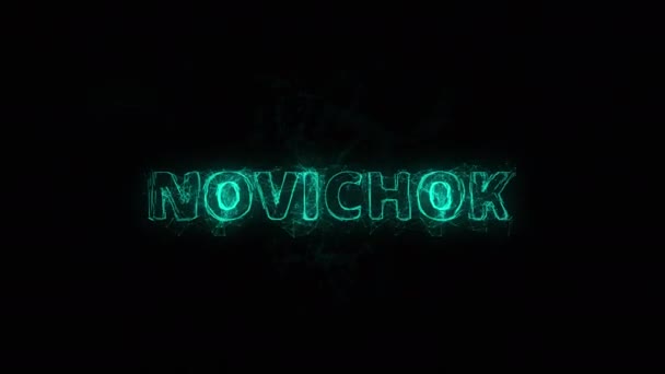 Título de Novichok con efecto plexo. Líneas conectadas con puntos. Líneas título plexo — Vídeo de stock