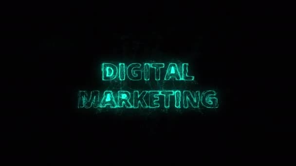 Titolo di Digital Marketing con effetto plesso. Linee collegate con punti. Linee titolo plesso — Video Stock