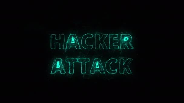 Заголовок атаки хакера з ефектом сплетіння. З'єднані лінії з точками. Рядки заголовка plexus — стокове відео