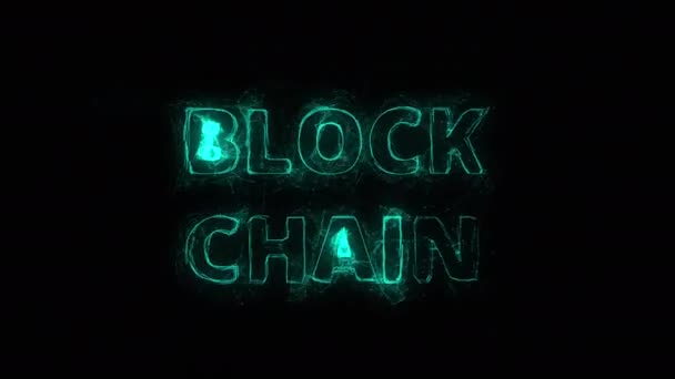 Block Chain Attack Titel mit Plexus-Effekt. Verbundene Linien mit Punkten. Linien-Titel-Plexus — Stockvideo