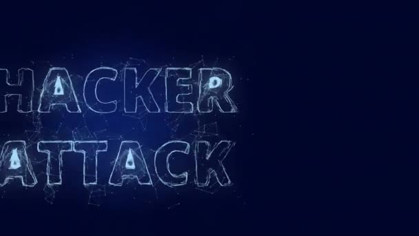 Hacker Attack titel med plexus effekt. Anslutna linjer med prickar. Linjebeteckning plexus — Stockvideo