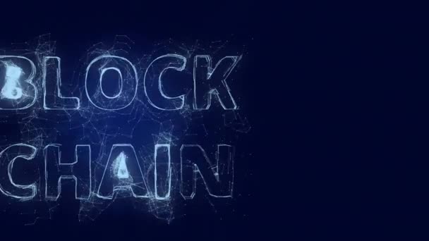 Block Chain Attack Titel mit Plexus-Effekt. Verbundene Linien mit Punkten. Linien-Titel-Plexus — Stockvideo