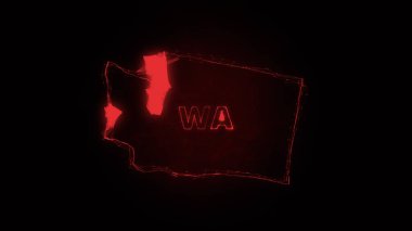 Plexus düz haritası siyah arka planda Amerika Birleşik Devletleri 'nden Washington eyaletini gösteriyor. ABD. Washington Plexus haritası