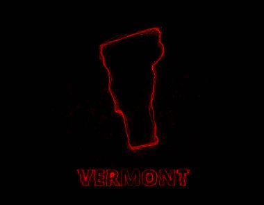 Plexus düz haritası siyah arka planda Amerika Birleşik Devletleri 'nden Vermont eyaletini gösteriyor. ABD. Vermont Plexus haritası
