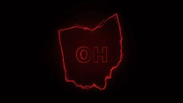 Plattegrond van Plexus met de staat Ohio uit de Verenigde Staten op zwarte achtergrond. Verenigde Staten. Plexus kaart van Ohio — Stockfoto