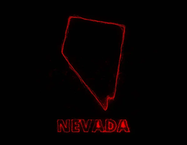 Plexus flat map showing the state of Nevada from the United States of America on black background. США. Плексус карты Невады — стоковое фото