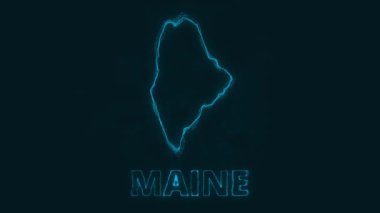 Plexus düz haritası siyah arka planda Amerika Birleşik Devletleri 'nden Maine eyaletini gösteriyor. ABD. Maine 'in Plexus haritası