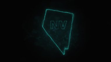 Plexus düz haritası siyah arka planda Amerika Birleşik Devletleri 'nden Nevada eyaletini gösteriyor. ABD. Nevada Plexus haritası