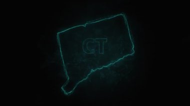 Plexus düz haritası siyah arka planda Amerika Birleşik Devletleri 'nden Connecticut eyaletini gösteriyor. ABD. Connecticut Plexus haritası