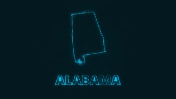 从美利坚合众国用黑色背景显示阿拉巴马州的丛平面地图。美国。阿拉巴马的丛图 — 图库视频影像