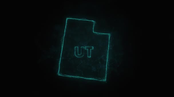 Plattegrond van Plexus met de staat Utah uit de Verenigde Staten van Amerika op zwarte achtergrond. Verenigde Staten. Plexus kaart van Utah — Stockvideo