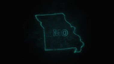 Plexus düz haritası siyah arka planda Amerika Birleşik Devletleri 'nden Missouri eyaletini gösteriyor. ABD. Missouri Plexus haritası