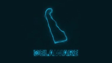 Plexus düz haritası, Amerika Birleşik Devletleri 'nden Delaware eyaletini siyah arka planda gösteriyor. ABD. Delaware Pleksus haritası