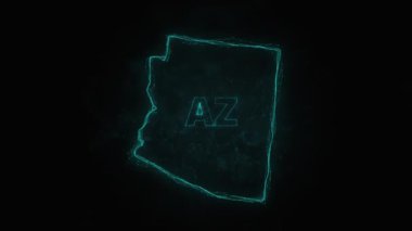Plexus düz haritası siyah arka planda Amerika Birleşik Devletleri 'nden Arizona eyaletini gösteriyor. ABD. Arizona Plexus haritası