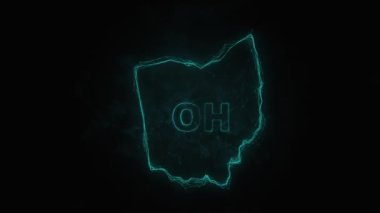 Plexus düz haritası siyah arka planda Amerika Birleşik Devletleri 'nden Ohiou' nun durumunu gösteriyor. ABD. Ohio Plexus haritası