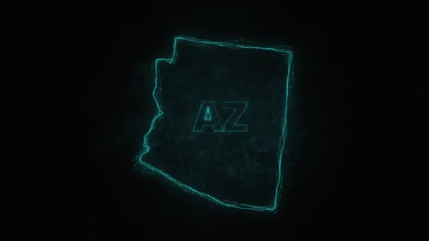 Plexus plochá mapa zobrazující stát Arizona ze Spojených států amerických na černém pozadí. USA. Plexusová mapa Arizony — Stock video