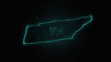 Plexus düz haritası siyah arka planda Amerika Birleşik Devletleri 'nden Tennessee eyaletini gösteriyor. ABD. Tennessee 'nin Plexus haritası
