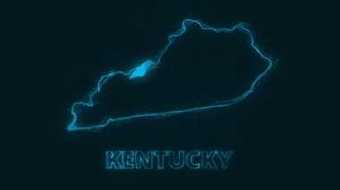 Plexus düz haritası siyah arka planda Amerika Birleşik Devletleri 'nden Kentucky eyaletini gösteriyor. ABD. Kentucky Plexus haritası