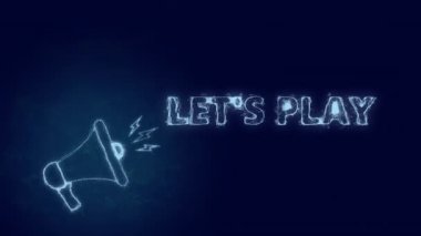 Metinli megafon afişi çalalım. Parlayan mavi noktalar ve çizgilerin pleksus biçimi