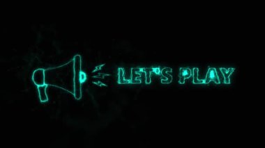 Metinli megafon afişi çalalım. Parlayan mavi noktalar ve çizgilerin pleksus biçimi