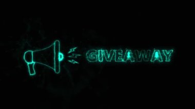 Metin dağıtan megafon afişi. Parlayan mavi noktalar ve çizgilerin pleksus biçimi