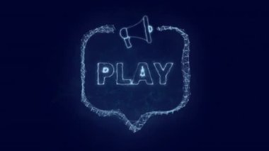 Konuşma balonu ve metin çalma ile megafon pankartı. Parlak yeşil noktalar ve çizgilerin pleksus biçimi