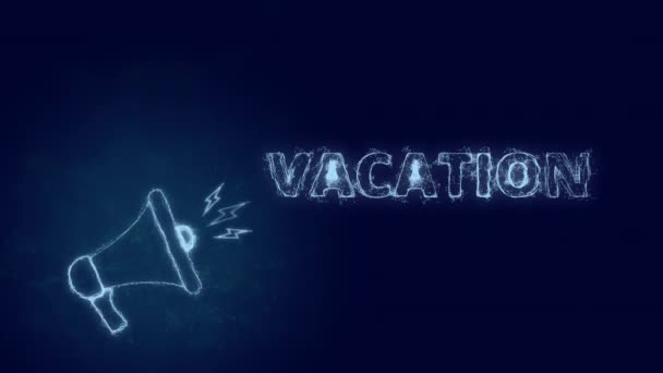 Banner de megáfono con vacaciones de texto. Plexo estilo de azul brillante puntos y líneas — Vídeo de stock