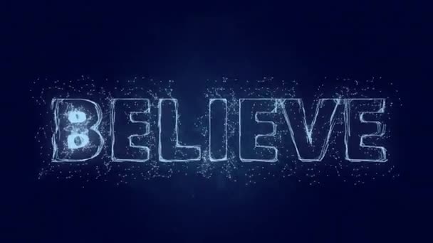 Geloof tekst. Plexus met tekst geloven. Plexus. 4K-video — Stockvideo