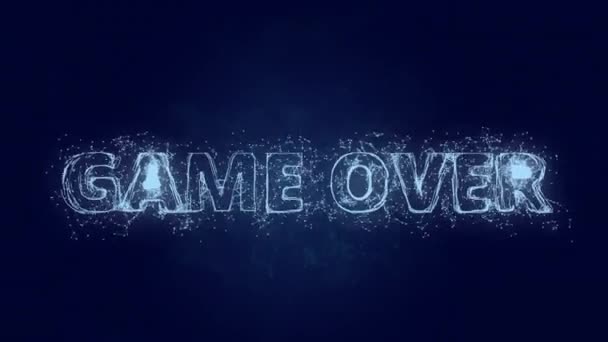 Game Over tekst. Plexus met tekst Game Over. Plexus. 4K-video — Stockvideo