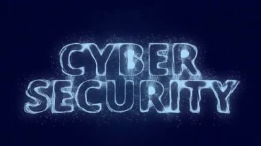 Siber güvenlik mesajı. Metin siber güvenlikli pleksus. Pleksus. 4K video